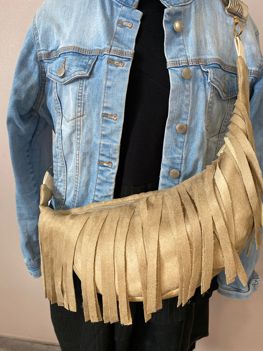 Sac demi-lune à franges - Taille M