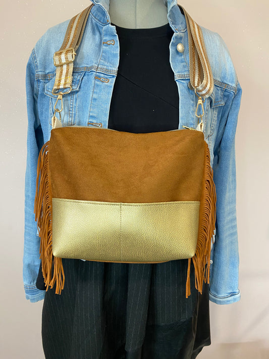 Sac à main bandoulière avec franges